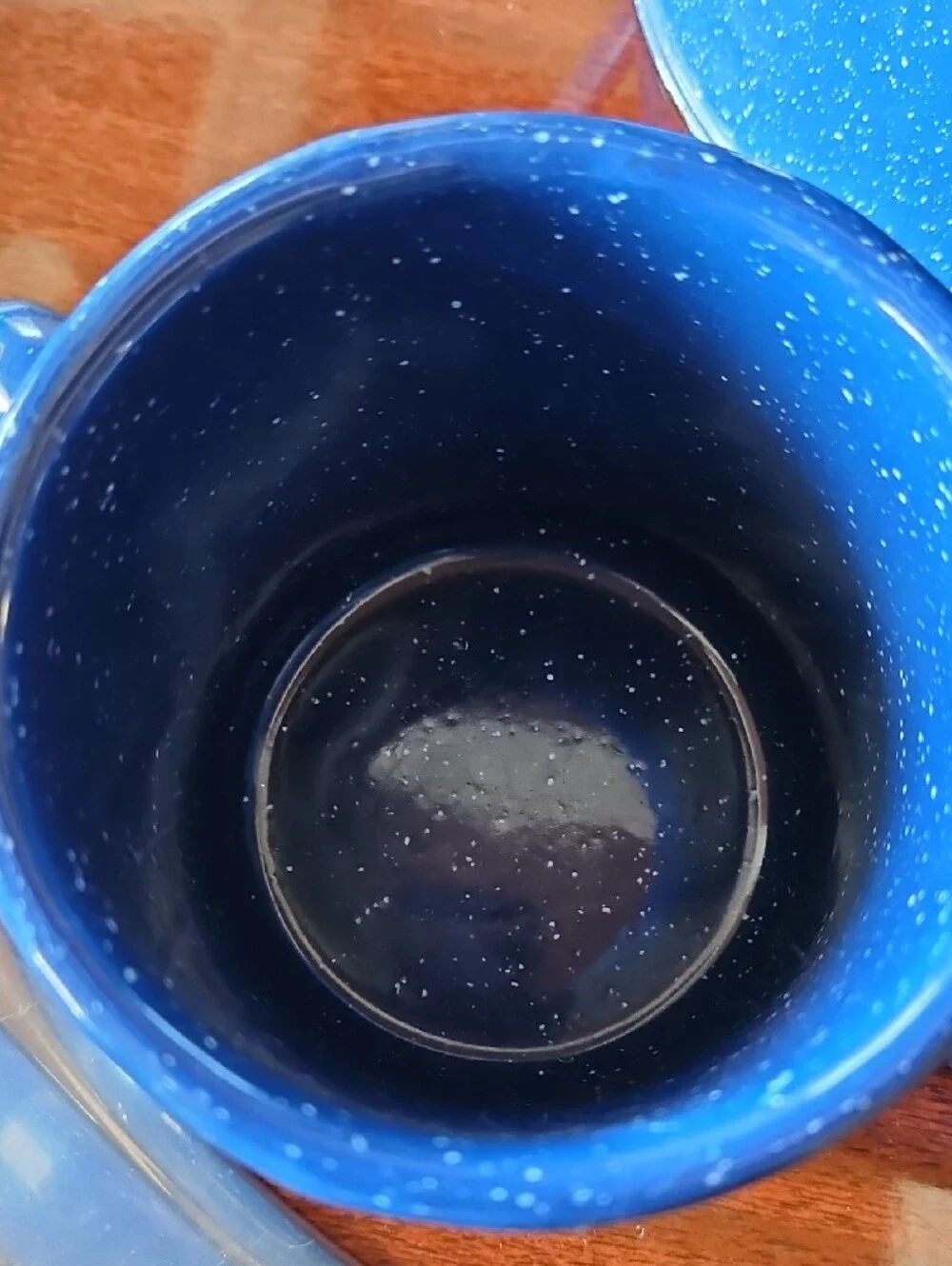Classic Blue Speckled Enamel Coffee Pot & Two Mugs